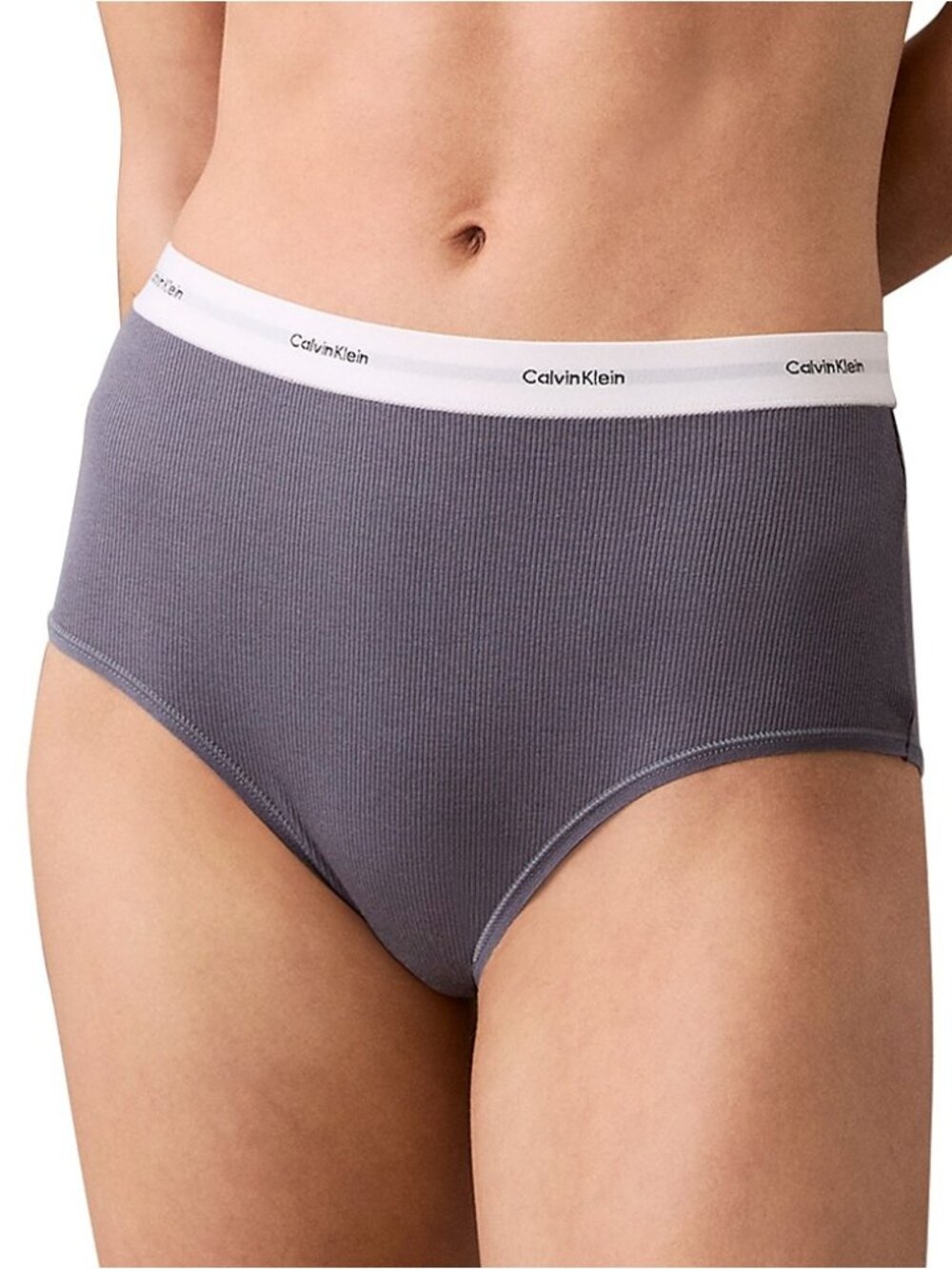 Calvin Klein Cotton Stretch Rib High Rise Brief Grisaille Size M NWT